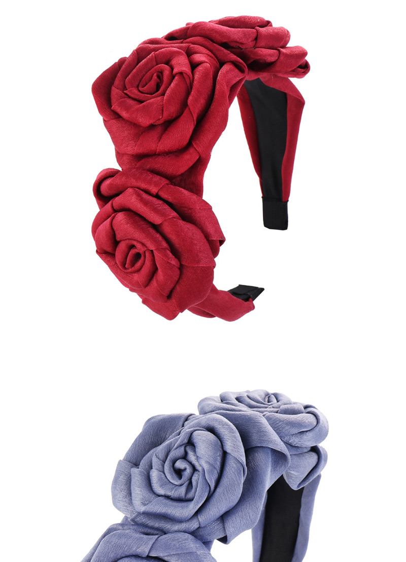 Fashion Wine Red Rose Flower Satin Headband,Head Band