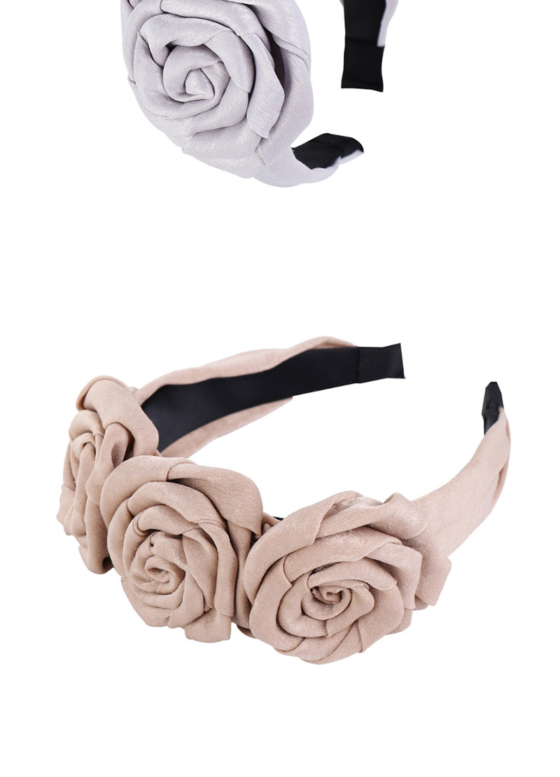 Fashion Khaki Rose Flower Satin Headband,Head Band