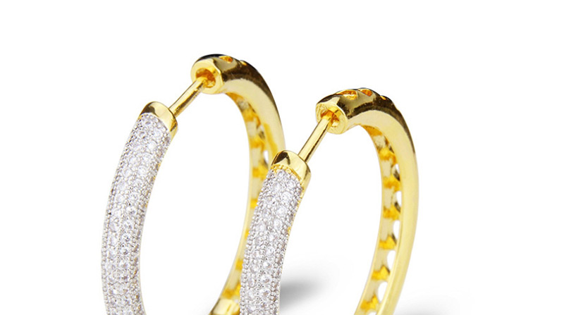 Fashion Gold-plated Electroplated Zirconium Cutout Round Earrings,Earrings