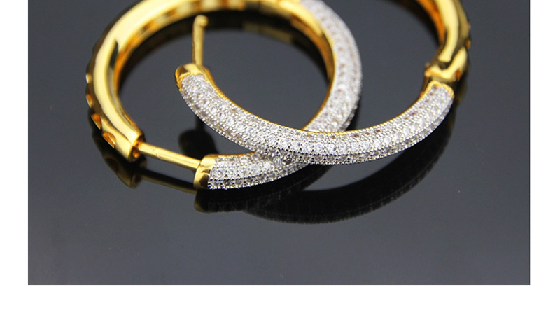Fashion Platinum-plated Electroplated Zirconium Cutout Round Earrings,Earrings