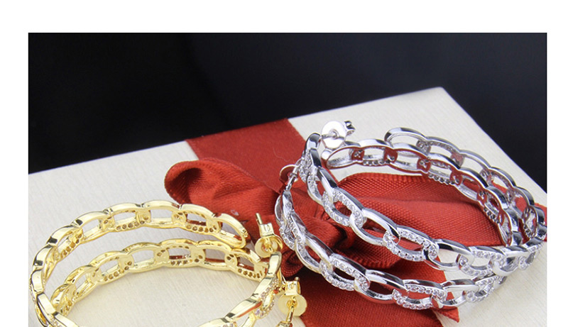 Fashion Platinum-plated Copper Plating Diamond Chain Earrings,Earrings