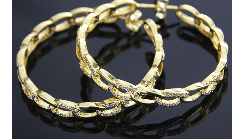 Fashion Platinum-plated Copper Plating Diamond Chain Earrings,Earrings