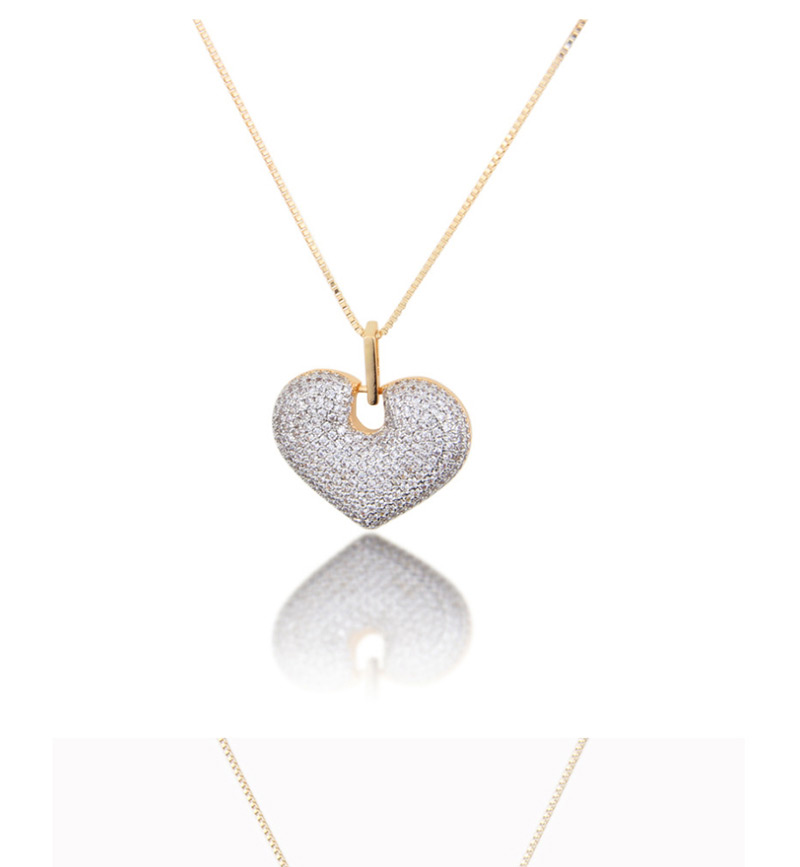 Fashion Platinum-plated Blue Zirconium Brass Plating Love Diamond Necklace,Necklaces