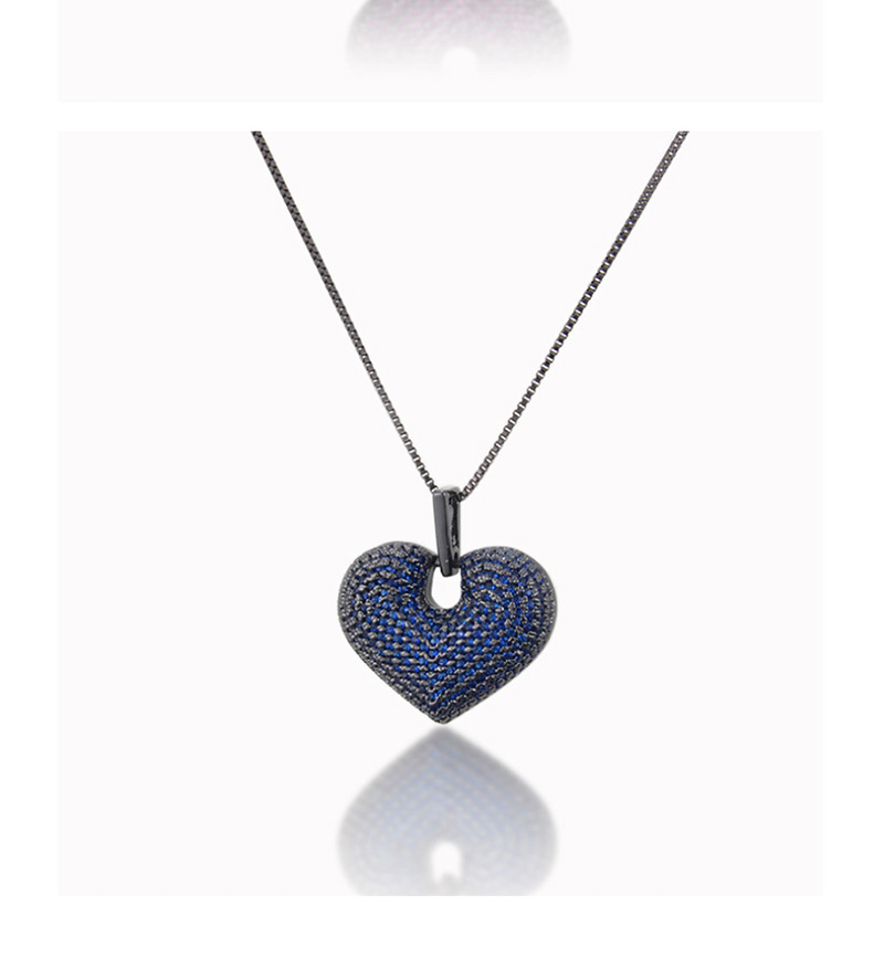 Fashion Platinum-plated Black Zirconium Brass Plating Love Diamond Necklace,Necklaces