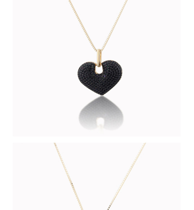 Fashion Black And Blue Zirconium Plating Brass Plating Love Diamond Necklace,Necklaces