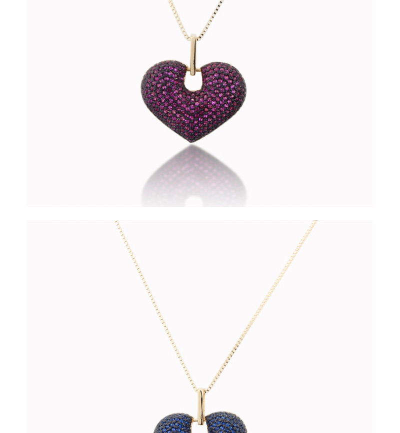 Fashion Platinum-plated Red Zirconium Brass Plating Love Diamond Necklace,Necklaces
