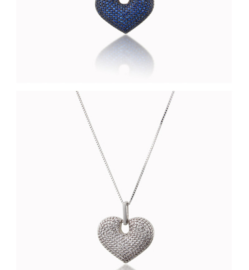 Fashion Gold-plated Blue Zirconium Brass Plating Love Diamond Necklace,Necklaces