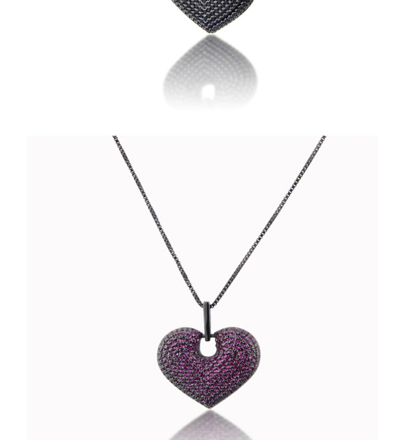 Fashion Black And Black Zirconium Plating Brass Plating Love Diamond Necklace,Necklaces