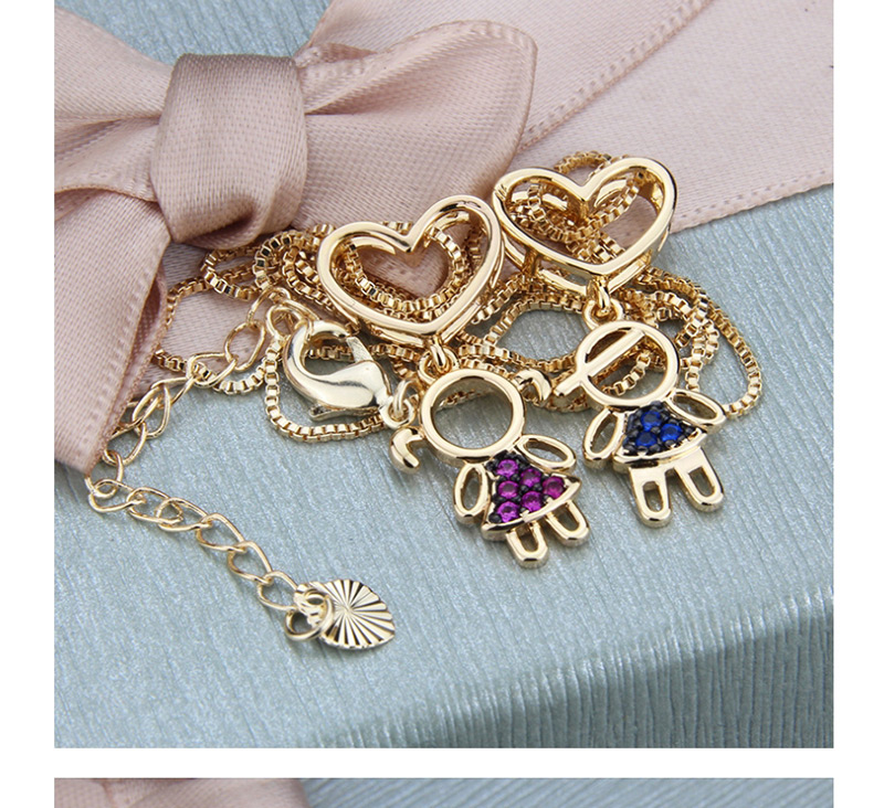 Fashion Gilded Men And Women Double Love Hollow Girl And Boy Necklace With Diamonds,Necklaces