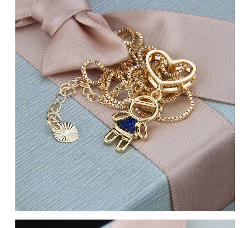 Fashion Gilded Man Love Hollow Boy Necklace With Diamonds,Necklaces