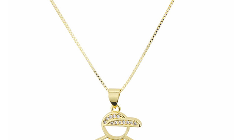 Fashion Gold-plated Hollow Boy Necklace With Diamonds And Hat,Necklaces