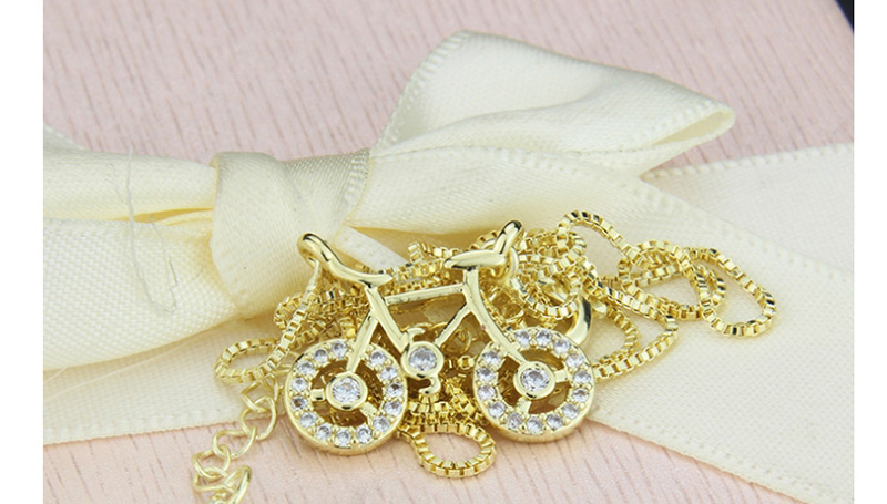 Fashion Gold-plated Gold-plated Bicycle Necklace With Diamonds,Necklaces