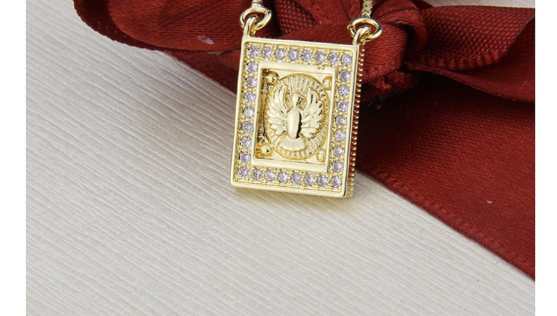 Fashion Gold-plated Diamond Square Eagle Tag Necklace,Necklaces