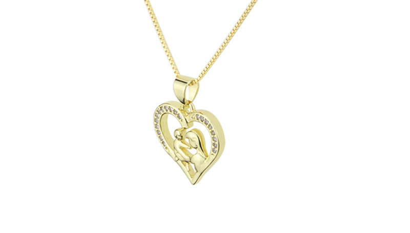 Fashion Gold-plated Heart-cutting Mother And Child Necklace With Diamonds,Necklaces