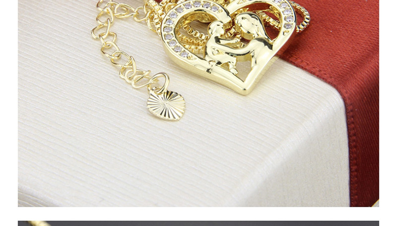 Fashion Gold-plated Heart-cutting Mother And Child Necklace With Diamonds,Necklaces