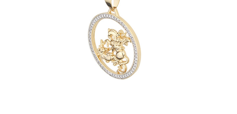 Fashion Platinum-plated Knight Hollow Necklace With Round Dragon Slaying,Necklaces