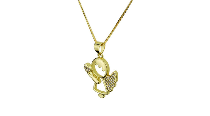 Fashion Gold-plated Little Angel Holding Diamond Love Necklace,Necklaces