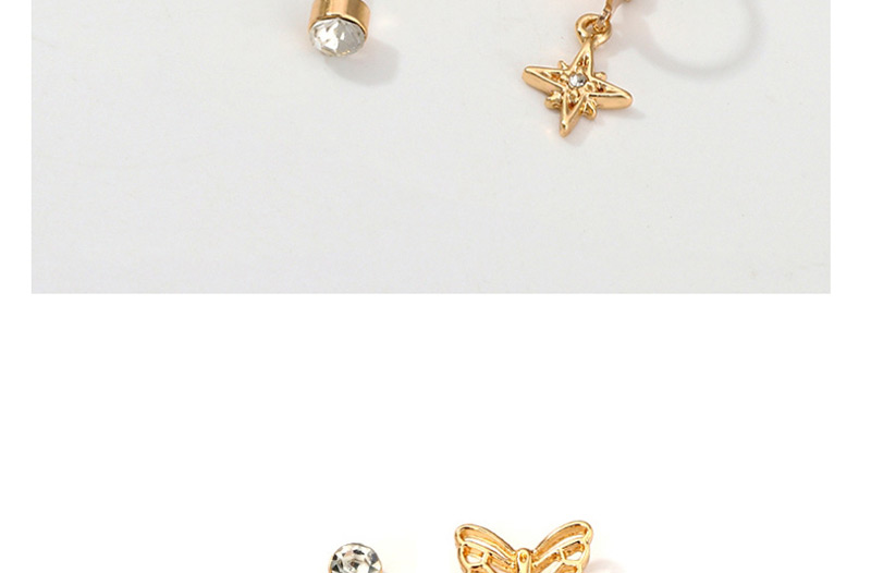 Fashion Golden Diamond Star Butterfly Metal Earring Set,Earrings set