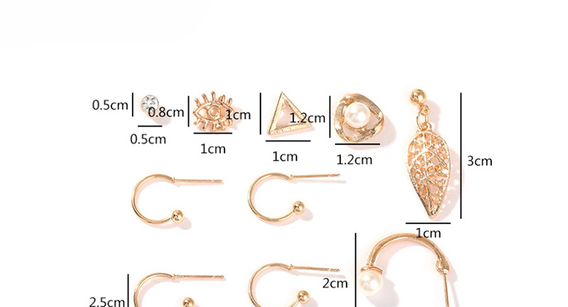 Fashion Golden Geometric Triangle Eye Cutout Pearl Earrings Set,Earrings set