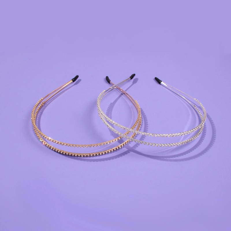 Fashion White K Double-layer Alloy Hoop With Diamonds,Head Band
