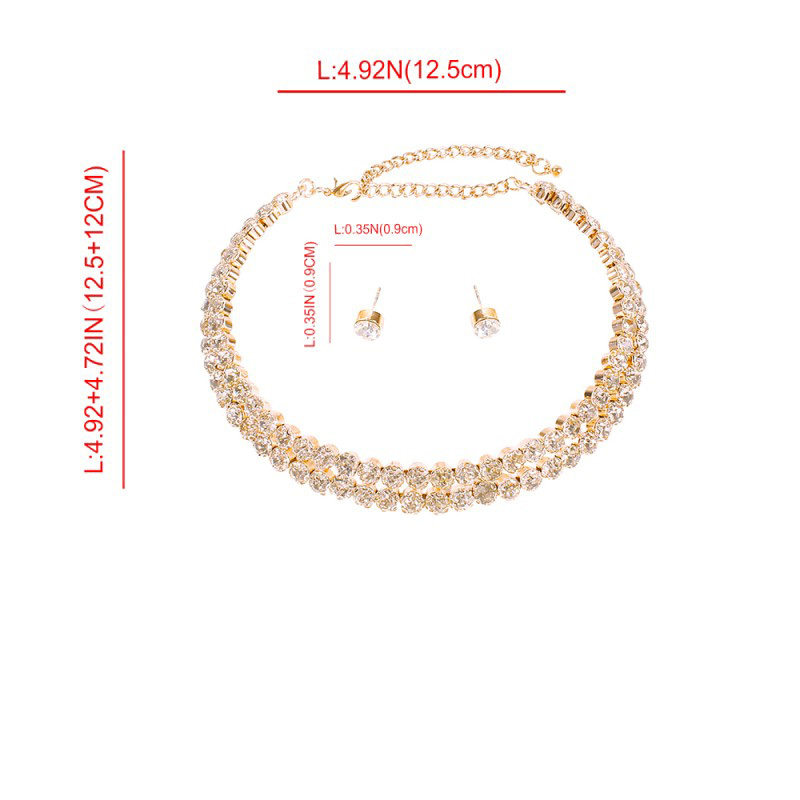 Fashion Golden Diamond Alloy Earring Necklace Set,Jewelry Sets