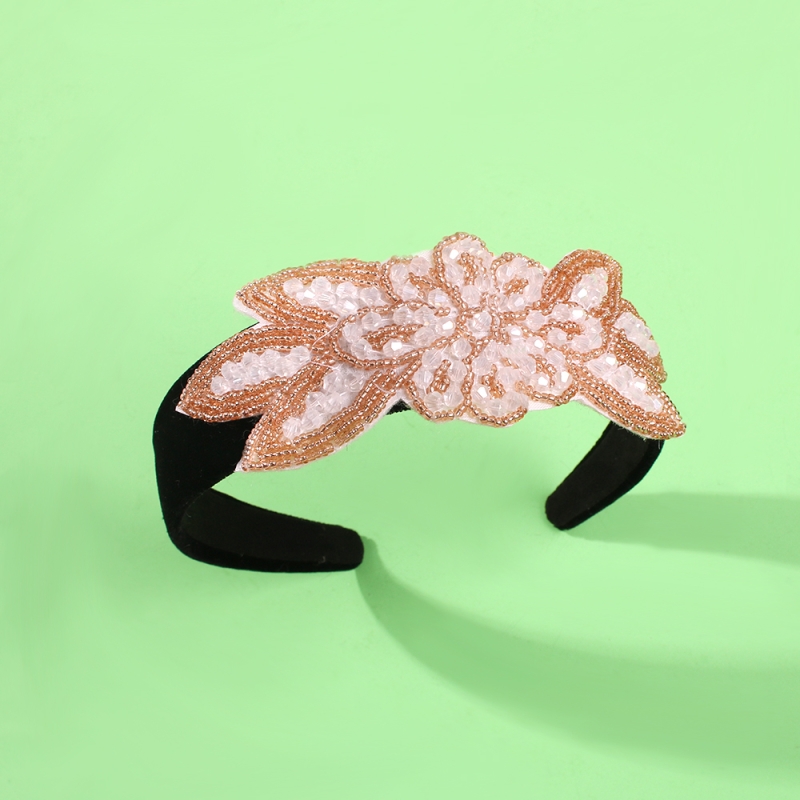 Fashion White Gold Velvet Crystal Braided Flower Headband,Head Band