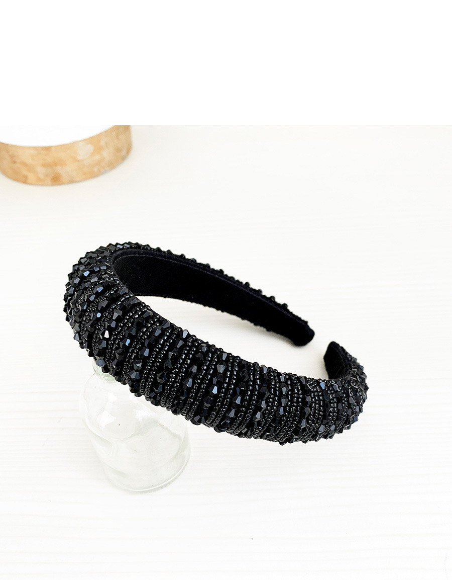 Fashion Black Cloth Sponge Resin Rice Beads Hair Hoop,Head Band