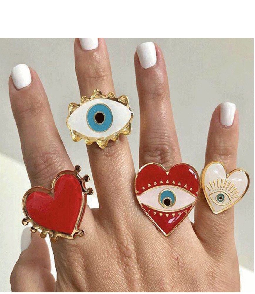Fashion White Dripping Eye Love Open Ring,Fashion Rings
