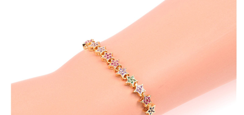 Fashion Color Adjustable Bracelet With Diamonds And Pentagram Contrast,Bracelets