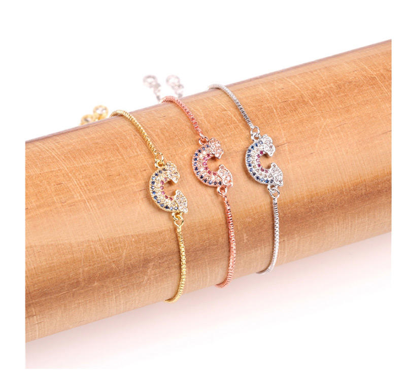 Fashion Silver Adjustable Rainbow Bracelet With Diamonds,Bracelets