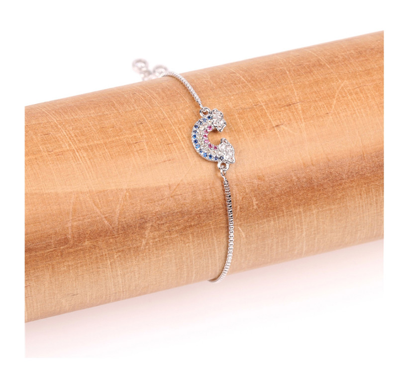 Fashion Silver Adjustable Rainbow Bracelet With Diamonds,Bracelets