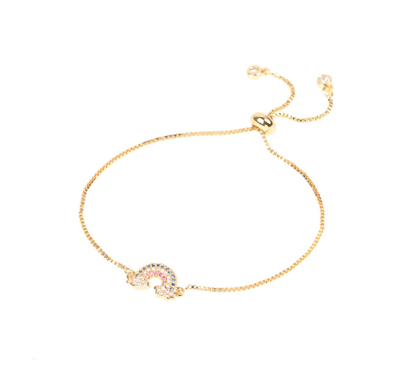 Fashion Golden Adjustable Rainbow Bracelet With Diamonds,Bracelets