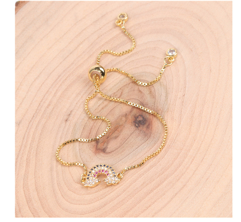 Fashion Rose Gold Adjustable Rainbow Bracelet With Diamonds,Bracelets