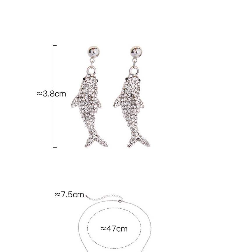 Fashion Silver Diamond Fish Ear Studs,Drop Earrings