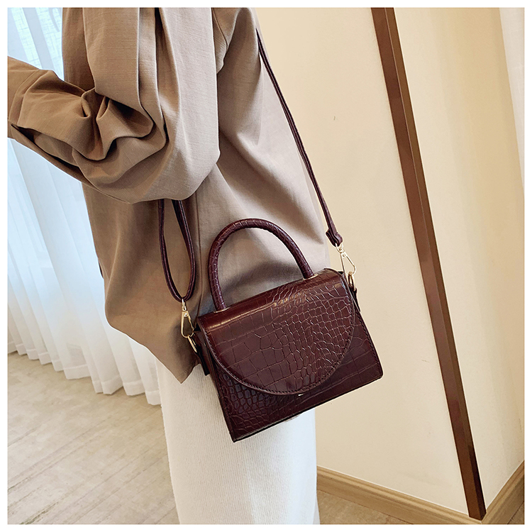Fashion Dark Brown Crocodile Flap Shoulder Crossbody Bag,Handbags