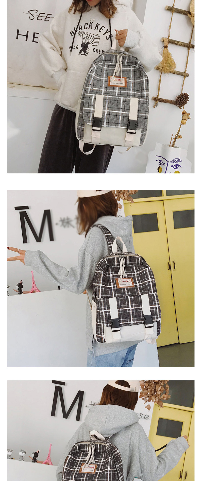 Fashion Gray Nylon Diamond Stitching Backpack,Backpack