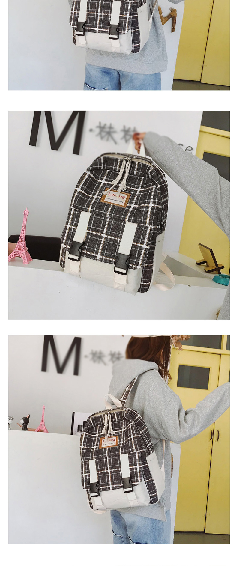 Fashion Khaki Nylon Diamond Stitching Backpack,Backpack
