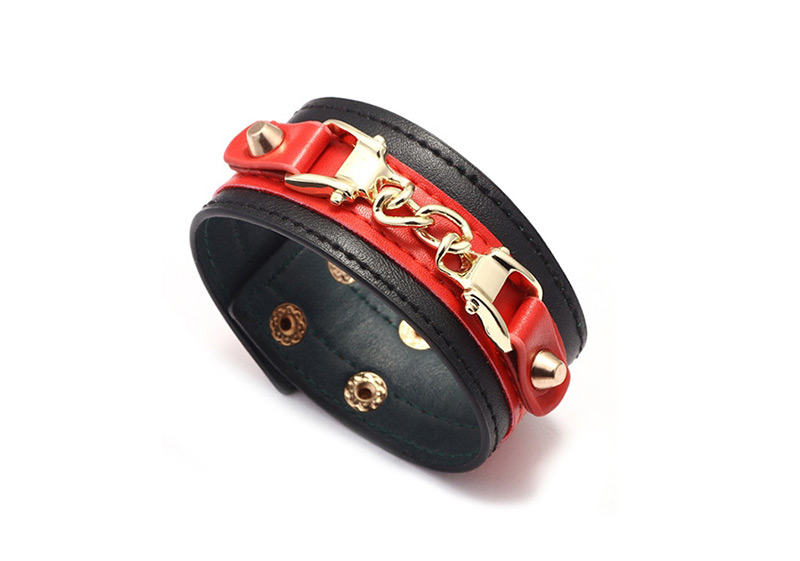 Fashion Black Alloy Contrast Leather Chain Bracelet,Fashion Bracelets