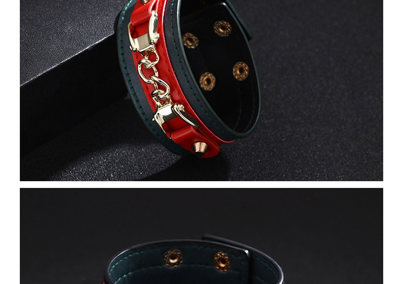 Fashion Green Alloy Contrast Leather Chain Bracelet,Fashion Bracelets