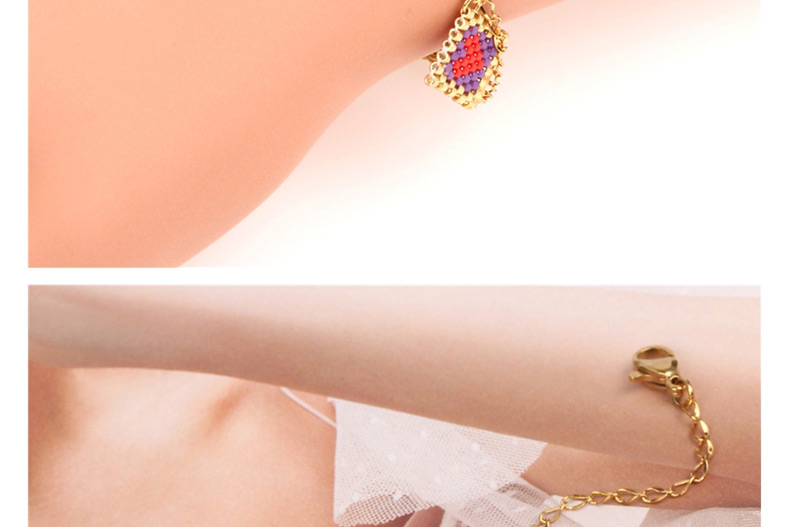Fashion Color Mizhu Handwoven Heart-shaped Stainless Steel Bracelet,Bracelets