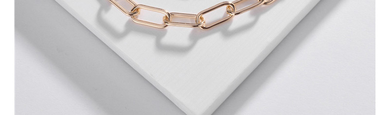 Fashion Golden Copper Chain Geometric Bracelet Set,Multi Strand Necklaces