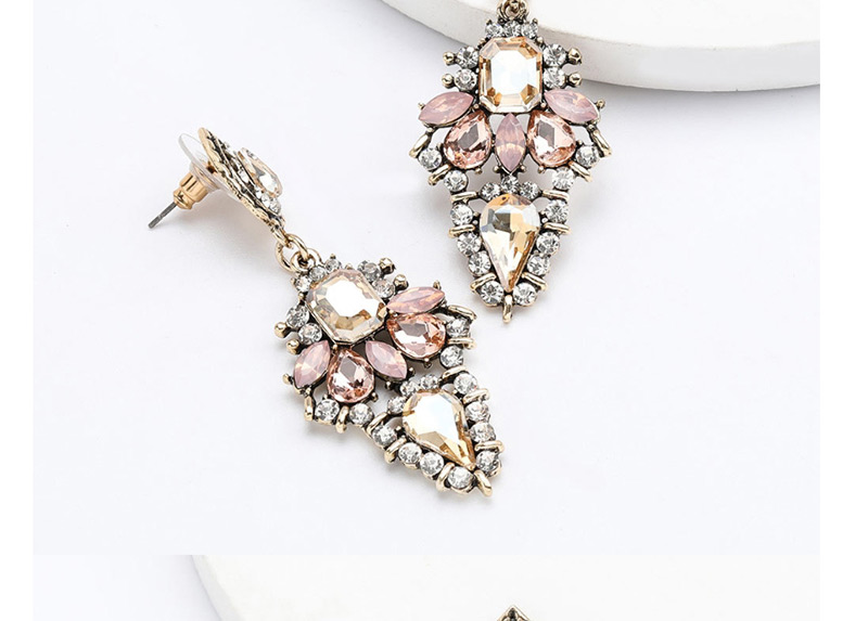 Fashion White Geometric Diamond Earrings With Diamond Drops,Drop Earrings