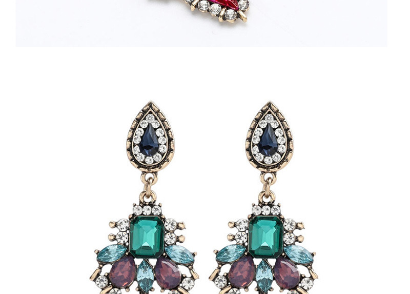 Fashion White Geometric Diamond Earrings With Diamond Drops,Drop Earrings