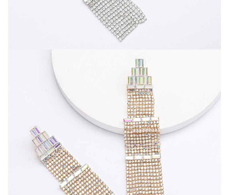 Fashion Silver Multi-layered Diamond Pagoda-shaped Geometric Earrings,Drop Earrings