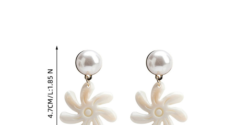 Fashion White Alloy Earrings With Pearl Acetate Acetate Flower,Drop Earrings