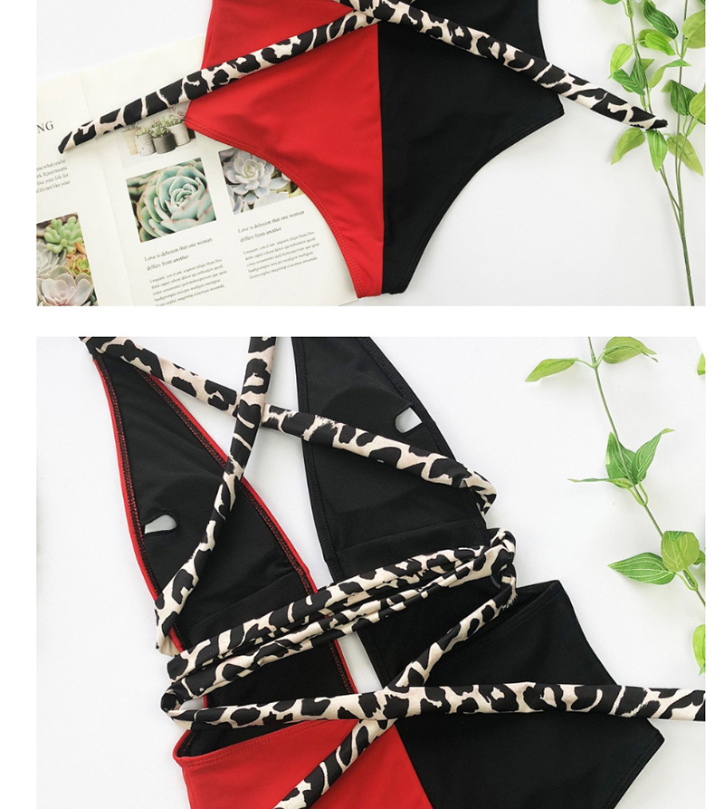 Fashion White Black Contrast Leopard Print One-piece Swimsuit,One Pieces