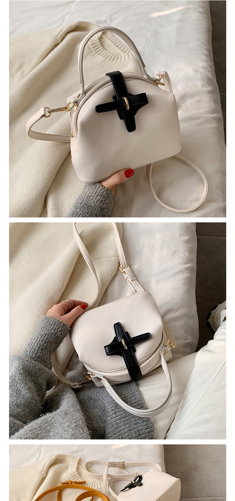 Fashion Off-white Contrast Color-block Shoulder Cross-body Bag,Handbags
