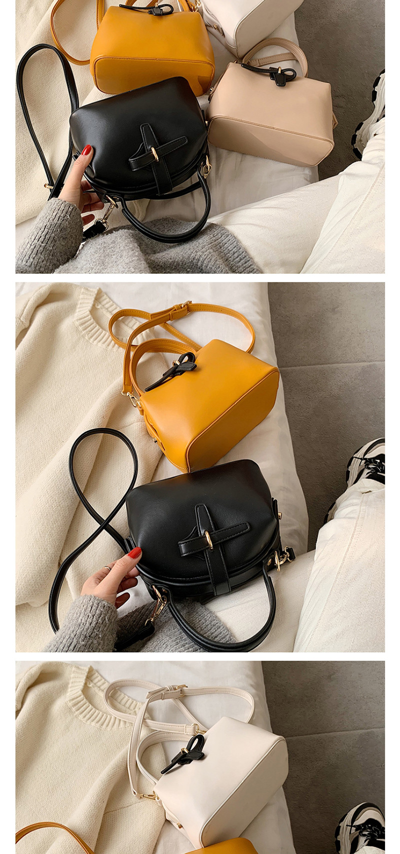 Fashion Khaki Contrast Color-block Shoulder Cross-body Bag,Handbags
