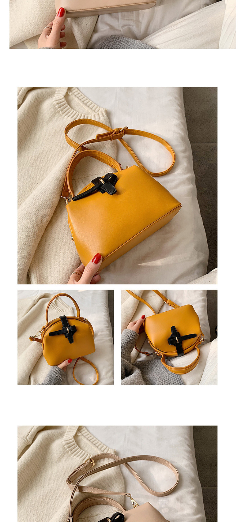 Fashion Yellow Contrast Color-block Shoulder Cross-body Bag,Handbags