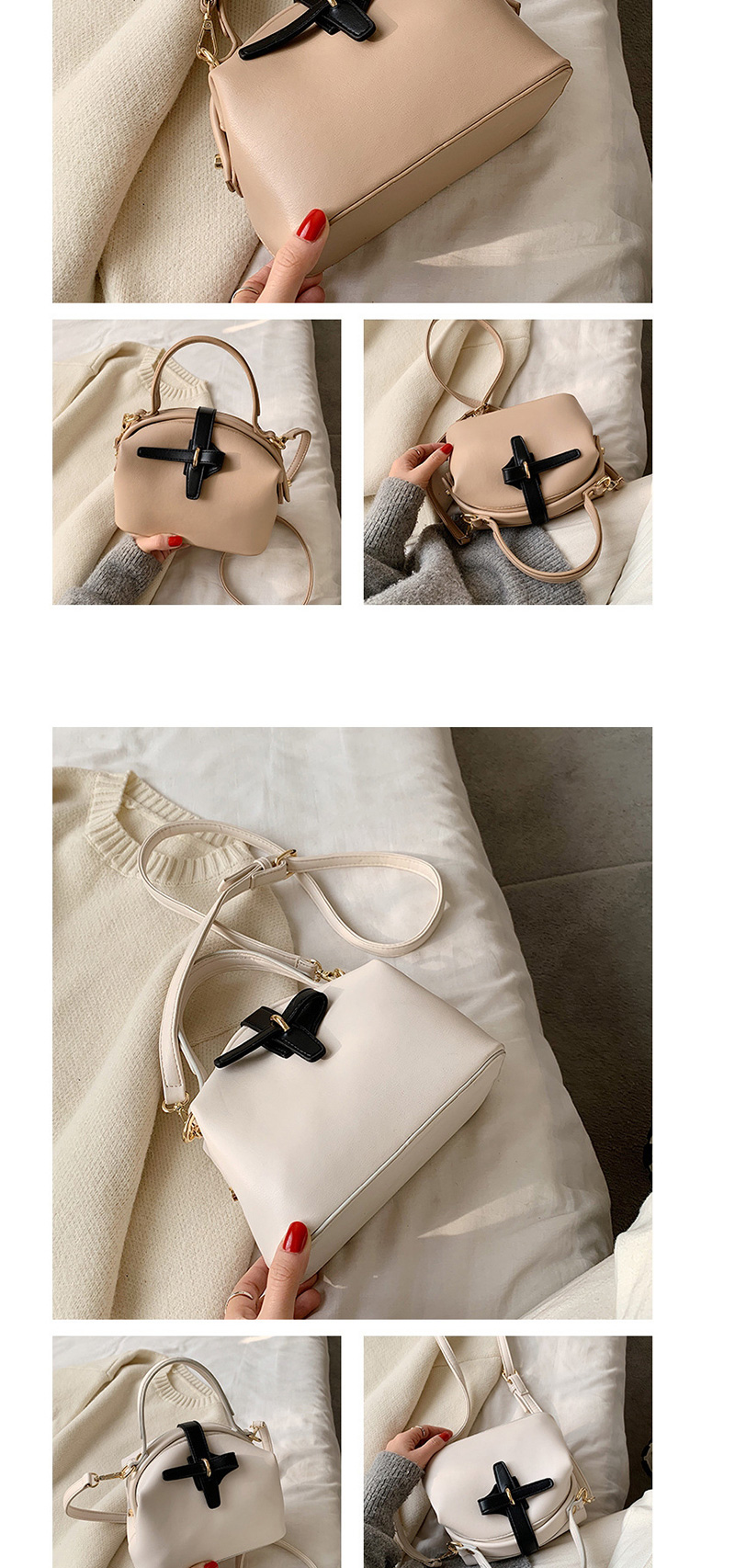 Fashion Khaki Contrast Color-block Shoulder Cross-body Bag,Handbags